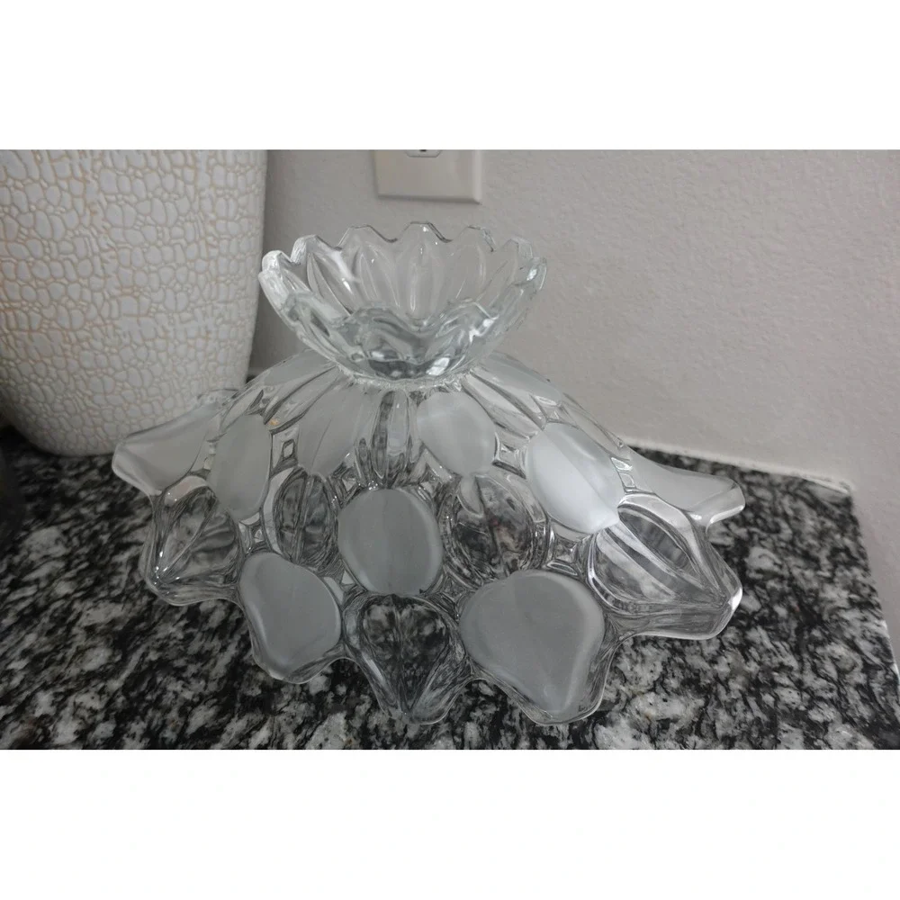 Crystal clear industries Moravia pattern press glass footed centerpiece‎ bowl